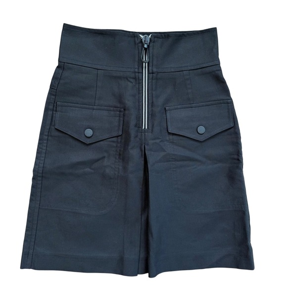 Sandro High Waist Mini Skirt with Zip Front Pockets Black Size 0 Versatile Chic - Picture 1 of 8